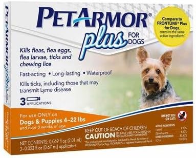 PETARMOR PLUS 1yrs supply of, Dog, 4-22 lbs