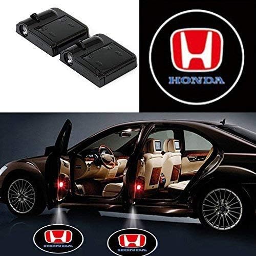 2Pcs Wireless Universal Car Projection LED Projector Door Shadow Light Welcome Light Laser Emblem Logo Lamps Kit No Drilling Required for Honda