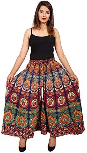 Trapti Cotton Women's Regular Fit Jaipuri Printed Divider Palazzo Pant (Free Size)