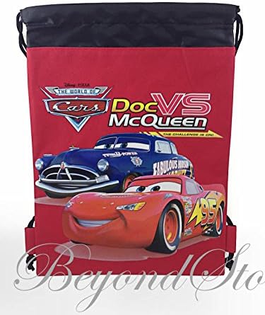 Disney Cars Red Drawstring Backpack Tote Bag