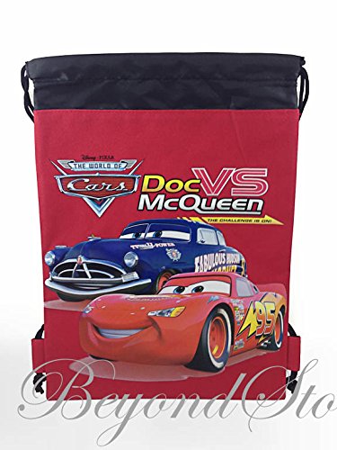Disney Cars Red Drawstring Backpack Tote Bag