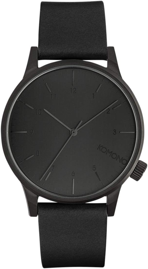 KOMONO Winston Regal All Black Men's Japanese Quartz Analogue Watch with Leather Strap