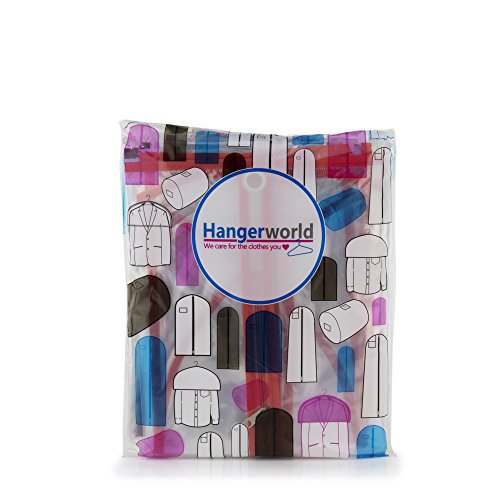 HANGERWORLD 40" Showerproof Suit Garment Cover Bags, Pack of 6, Clear with Mixed Trim Colors - Thumbnail 5