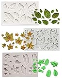 Wootkey Set of 3 Rose Leaf Maple Leaf Grape Leaf Fondant Silicone Mold for Sugarcraft, Cake Border Decoration, Cupcake Topper, Polymer Clay, Crafting Moulds