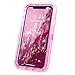 Dexnor Compatible iPhone X/XS Case Glitter Bling Sparkle 3D Flowing Quicksand Liquid Bumper Clear 3 in 1 Shockproof TPU Rubber Silicone Core + Plastic Frame Protective Defender Cover for Girls - Pink