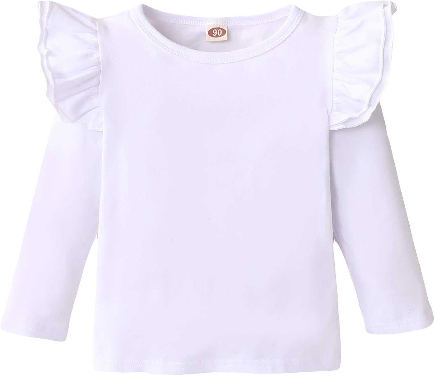 LYSMuch Toddler Baby Girls Ruffle Top Kids Cotton Outfit Solid Color Clothes: Clothing