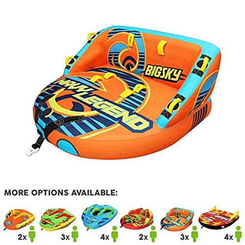 Big Sky Wavy Legend Inflatable Towable Tube for Boating 3 Person - Durable Tube for Lake, Beach, River, Snow - Watersports Towables - Quick Inflation and Deflation - 3 Man Boat Toys and Floats.