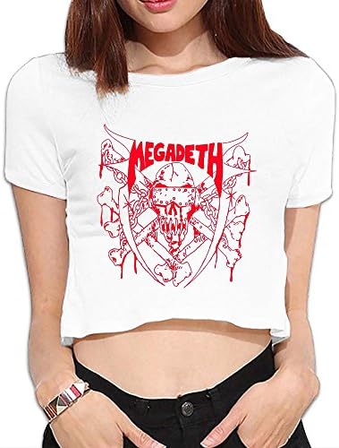 Slim Fit Summer 1970s Crop Top Shirt Megadeth Lady