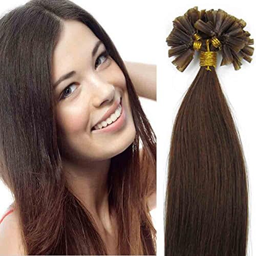 Fusion Pre Bonded U Tip Keratin Remy DOUBLE DRAWN Human Hair Extensions 1G (18" 100S, Chocolate Brown)