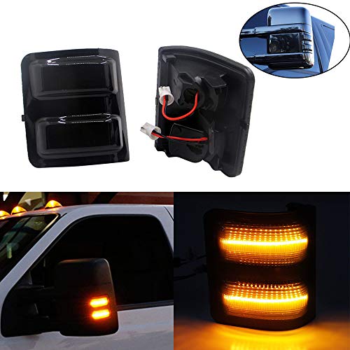Smoke Side Mirror Marker Lights Lens Compatible with 2008-2016 Ford F250 F350 F450 Super Duty Turn Signal Aftermarket Replacement - Thumbnail 5