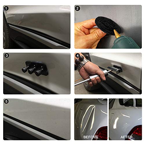 Manelord Auto Body Tools Kit Accessories, Car Repair Accessories Set with T bar Puller Head and 8pc Puller Tabs for Car Dent Repair and Paintless Dent Removal