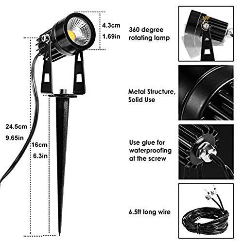 GreenClick 12V Low Voltage Landscape Lights, LED Landscape Spotlight 6.5ft Cable 3W Outdoor Spot Lights IP65 Waterproof Landscape Lighting Garden Tree Pathway Lights with Spike Stand(4 Pack) - Thumbnail 4