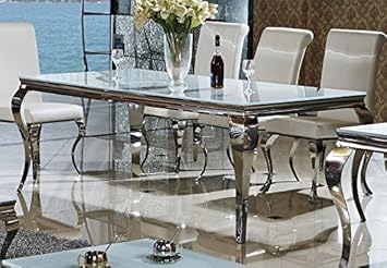Wohnen Luxus Esstisch Lara Weiss 160 X 90 Cm Esszimmertisch Edelstahl Glas Barock Schreibtisch Amazon De Kuche Haushalt