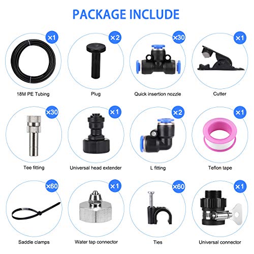 Bearbro bewässerungssystem Outdoor, DIY Outdoor Misting System, Automatische Bewässerung Sprühnebel Kühlung Kit für… – Bild 5