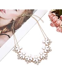 Collar con colgante de flor de cristal de Liao Jewelry para mujer con pedrería floral, gargantilla