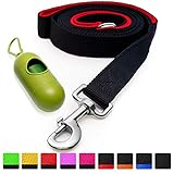 [Strong] Dog Leash with Bonus FREE Waste Bag Dispenser – Thick Padded Dual Handles & 100% Nylon (6ft. Long) – Comfortable Grip – Ideal for Large, Medium and Small Dogs