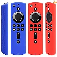 [2 Pack] Silicone Cover Case for Fire TV Stick 4K / Fire TV (3rd Gen) Compatible with All-New 2nd Gen Alexa Voice Remote Control (Red and Blue)