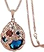 Calors Vitton Rose Gold Plated Flower Water Drop Crystal Long Chain Pendant Necklace