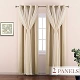 NICETOWN 2 Layers Mix & Match Elegance Biscotti Beige Crinkled Voile & Blackout Curtain Panels with Free Tie-Backs, Home Decor Window Drapes for Nursery (Pack of 2-Layer Draperies, W52 x L84)