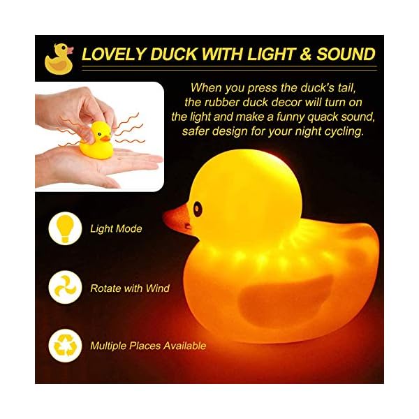 2 Pack Duck Bike Bell, Shining Duck Bicycle Horn Rubber Duck Handlebar