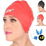 Swimming Caps, ZIONOR Manatee C1 Swim Caps Premium Silicone Waterproof Non-toxic Odorless Elastic for Average to Big Head, Short and Long Thick Hair with Ear Pockets for Unisex Adult Men and Women