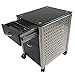 Innovex Archive mobile glass top metal filing cabinet with 3 storage drawers and locking caster wheels, black