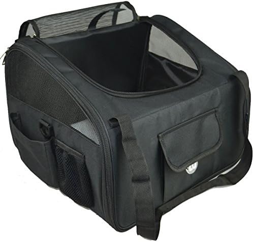 JANMO Pet Carrier Airline Approve with soft mat comfortable pet carrier for car /bicycle (Black)