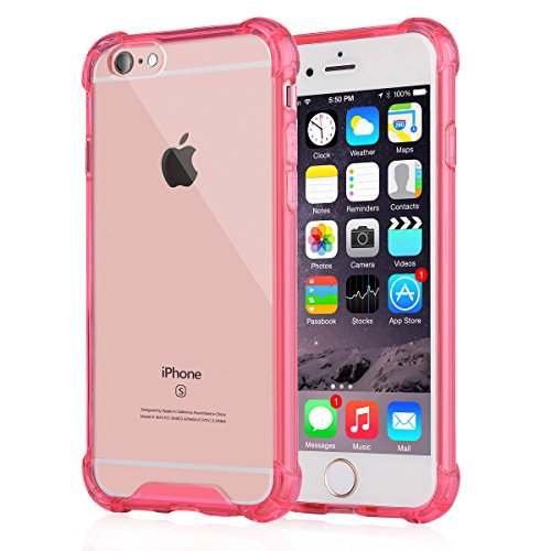 [Crystal Clear] iPhone 6 / 6s Case, iXCC New Cover Case [Shock Absorption] with Transparent Hard Plastic Back Plate and Soft TPU Gel Bumper - Pink