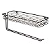 mDesign Paper Towel Holder with Spice Rack and Multi-Purpose Shelf - Wall Mount Storage Organizer for Kitchen, Pantry, Laundry, Garage - Durable Metal Wire Design - Bronze