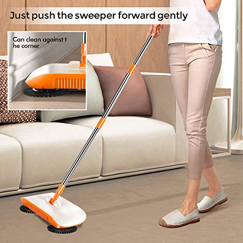 Household Cleaning Floor Sweeper 360 Hand Push Broom Sweeper Non Electric for Tile,Marble, and Hardwood