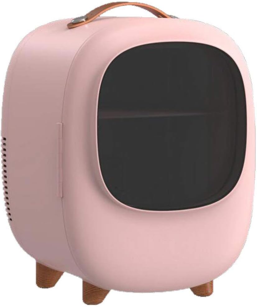 LIJING Mini Fridge Portable，Quiet Cooling Compact Warmer Cooler Skincare Minibar Makeup Refrigerators Drinks Fridge12V 220V-for Cars Homes Offices Dorms,Pink