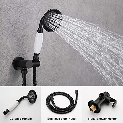 IRIBER ORB Shower System with Rain Shower Head and Handheld Oil Rubbed Bronze Shower Set with Shower Faucet Mixer Valve Wall Mounted Bathroom Black Shower Trim Kit High Pressure Rainfall Combo Set