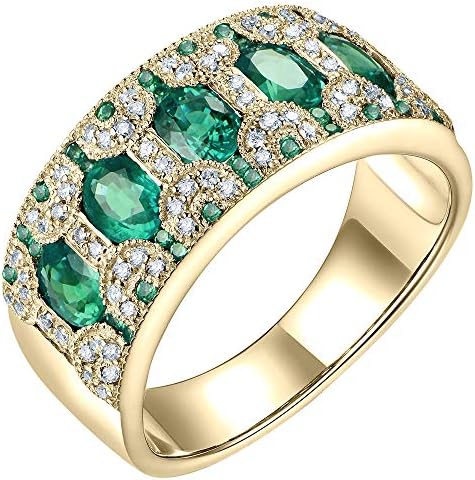 14kソリッドゴールド 天然エメラルド サファイア ルビー 本物のダイヤモンド 婚約指輪 女性用 バンドリング