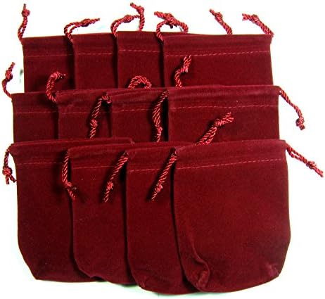 12 PCs RED VELVET POUCH GIFT BAG FOR JEWELRY RUNES GEMS DIAMOND TOOL 5x7cm.
