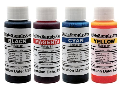 Edible Supply 2 oz BK/C/M/Y Edible Ink Refill Bottle Combo for All Canon Printer