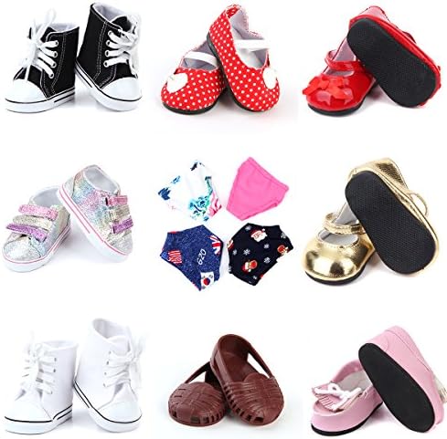 RainbowGirl 8pcs Doll Shoes and 4pcs Briefs fit 18 inch American Girl Doll Our Generation doll