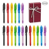 Invisible Ink Pen with UV Light, 18 Pack Magic Marker Spy Pen for Party Favors, Christmas Gift