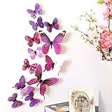 Wall Stickers,Elaco 12pcs 3D Butterfly Rainbow Decal Wall Stickers Home Decorations (Purple)