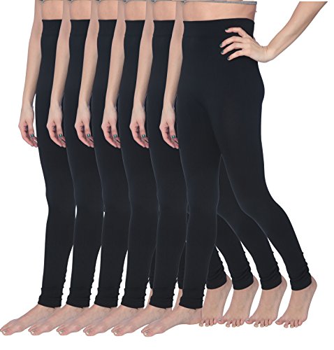 Active Club 6-Pack High-Waisted Leggings Pants – Ultra Soft - reg and Plus Size (Black/XL/XXL) - Thumbnail 6