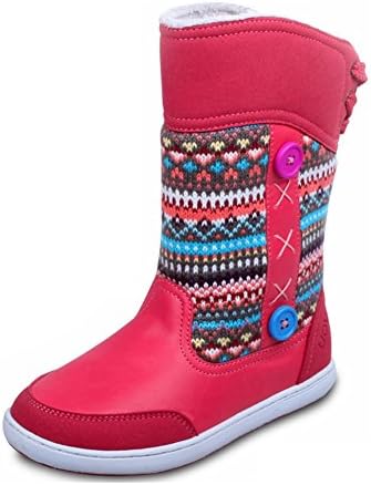 Girls High Top Snow Boots Children's Knit Sweater Winter Warm Cotton Boot Fur Lining(Toddler/Little Kid)