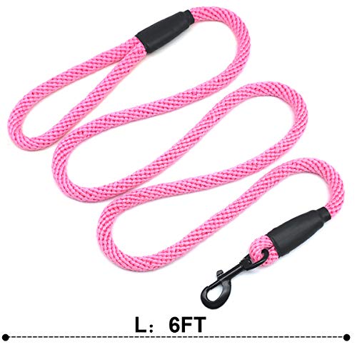 Mycicy Dog Leash,6FT Cotton Rope Dog Leash Heavy Duty Strong Durable Rope Dog Leash for Medium and Large Dogs,Pink 1/2 inch