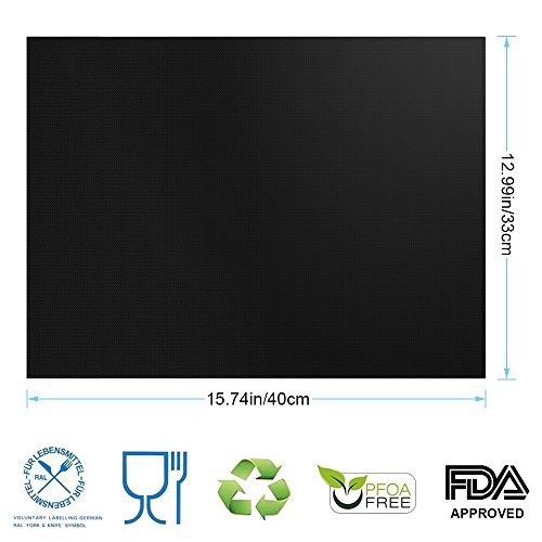 Grill Mat, BBQ Grill Mat Baking Mat Set of 5, 100% Nonstick FDA Approved for Gas, Charcoal, Electric Grill and More, Reusable and Easy to Clean - 15.75 x 13 Inch (black)