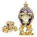 Unique, Decorative Purple Faberge Egg: Extra Large 6.6 inches, Hand Painted Jewelry Box for the Ultimate Home Décor, Comes with Gift Faberge Carriage, Store Your Rings, Earrings and Jewelry in Style