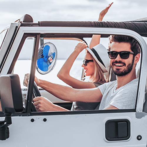 Zmoon Car Fan 12V 8'' Car Ceiling Fan Rotatable Car Cooling Fan Powerful Quiet Ventilation with Adjustable Clip & Cigarette Lighter Plug for Van/SUV/RV/ATV ...