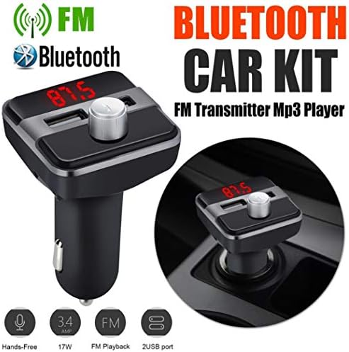 Joint Bluetooth FM Transmitter for Car, Wireless Bluetooth FM Radio Adapter Car Kit with Hands-Free Calling and 2 Ports USB Charger