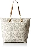 Calvin Klein Monogram Tote, Almond/Khaki/Cashew Saffiano