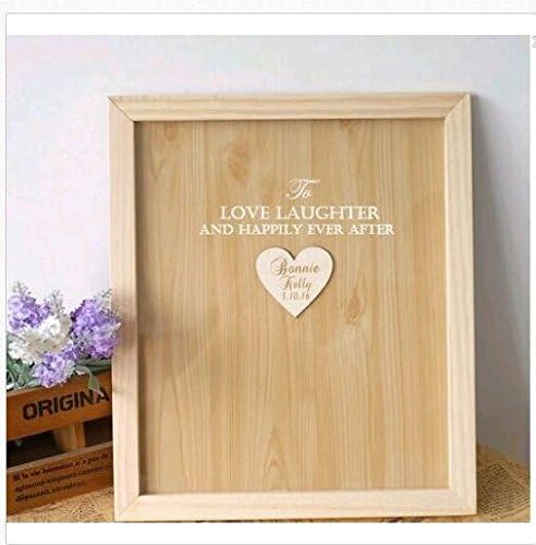 Engraved To Love Laughter and Happily Ever After Wedding Guest Book Alternative Heart Drop Wood Drop Box Rustic Wedding Gifts Brial Shower Gifts