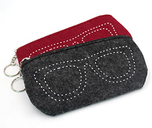 KINGSEVEN 2 Pack Soft Felt Eyeglass Case Sunglasses Pouch Makeup Storage Bag - Thumbnail 5