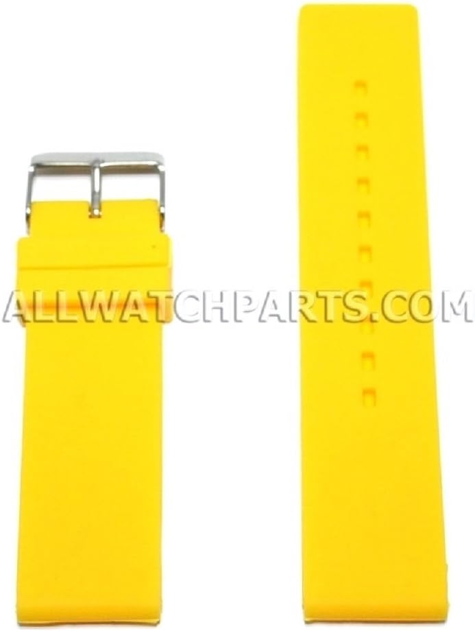 20mm Flat Yellow Silicone Rubber Watch Strap
