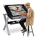 Tangkula Drafting Table Art & Craft Drawing Desk Art Hobby Folding Adjustable w/Stool and Drawers Craft Station (Black with 2 Drawers)